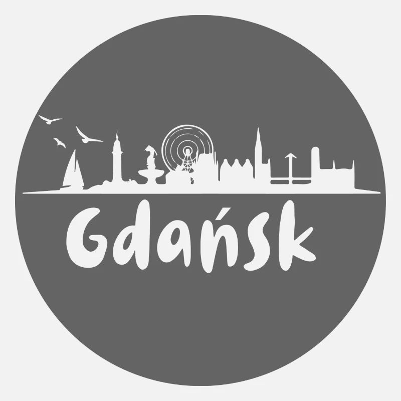 Gdansk,skyline, gris,coupe à ciseaux,cercle,logo