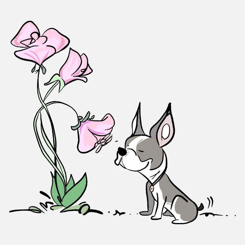 Chien mignon avec des fleurs