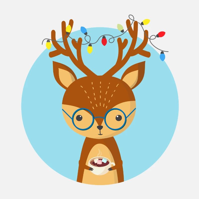 Cerf de Noël et une tasse de cacao