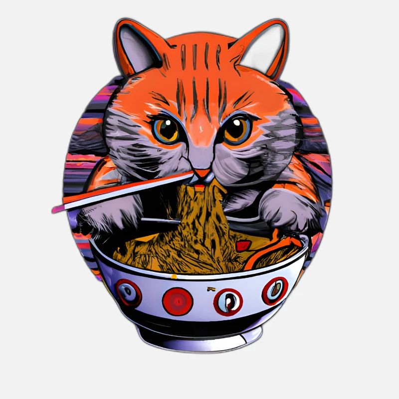 Le chat mignon aime la conception de nouilles ramen