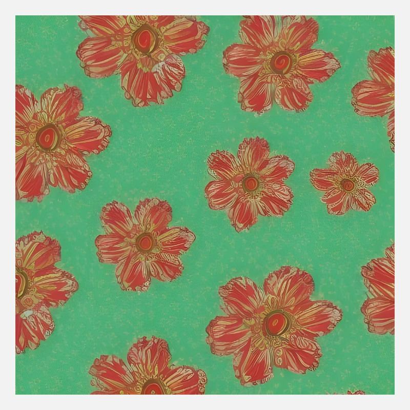Red flower patterns