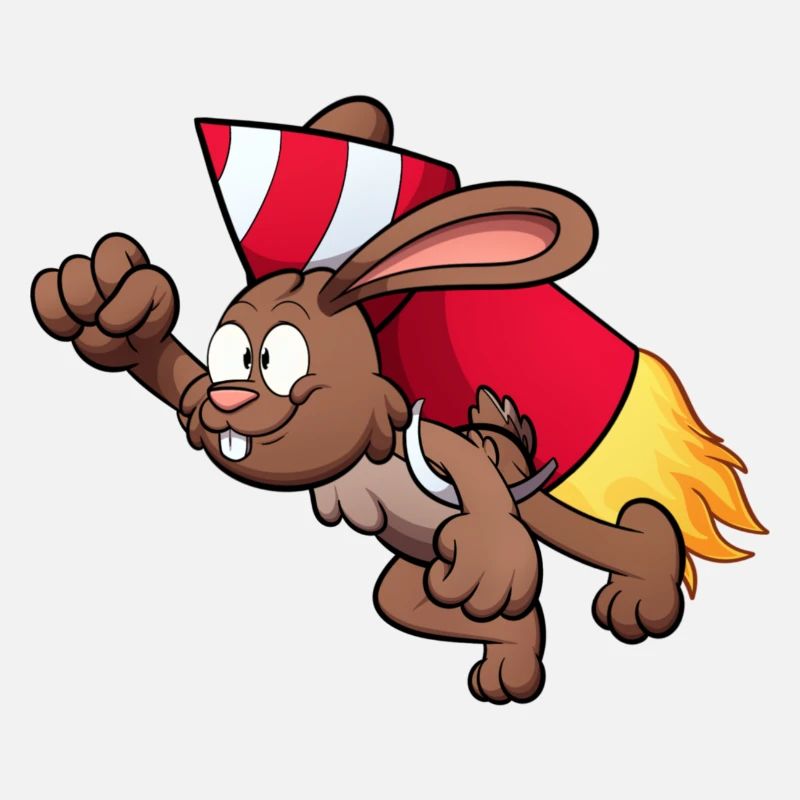 Lapin avec jetpack pyrotechnique