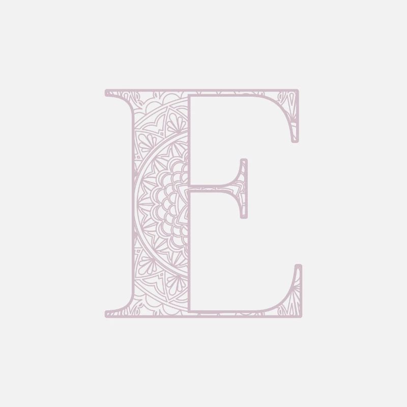 Mandala Monogram Initial in Dusky Pink - Letter E