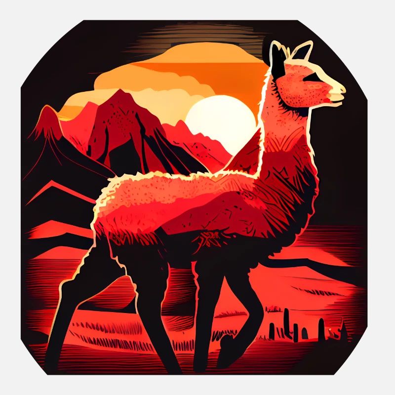 Cria Lama Sunset Mountains