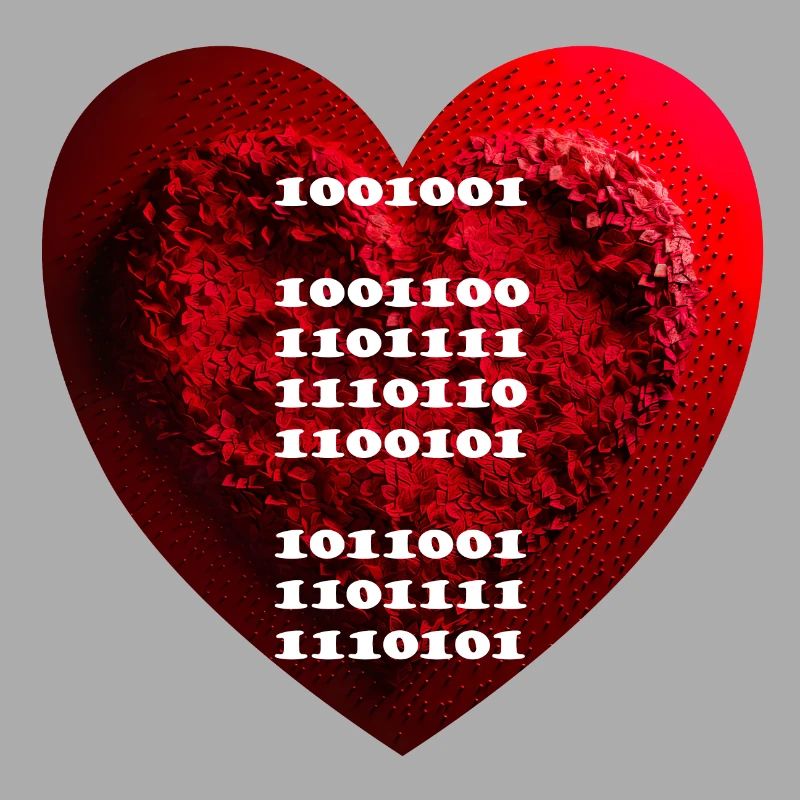 Encrypted declaration of love in binary code