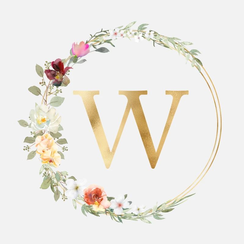 Personalisierbar Monogramm W Floral