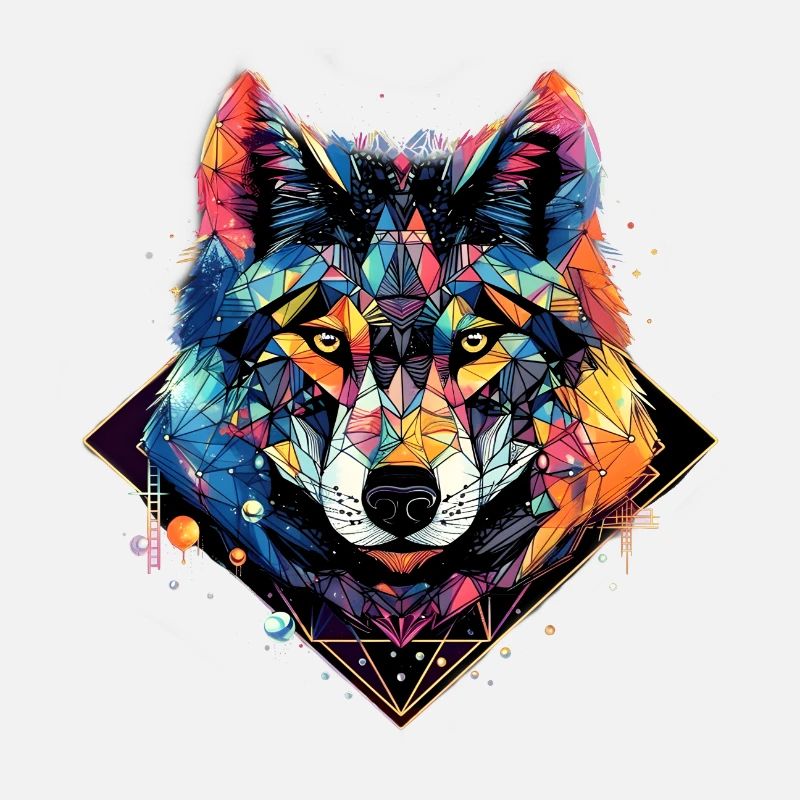 Neon - Wolf - Crystal Polygon - neg