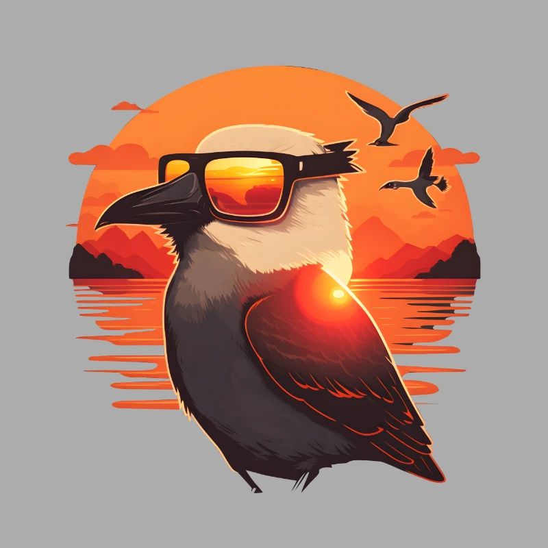 Synthwave Gull sunset