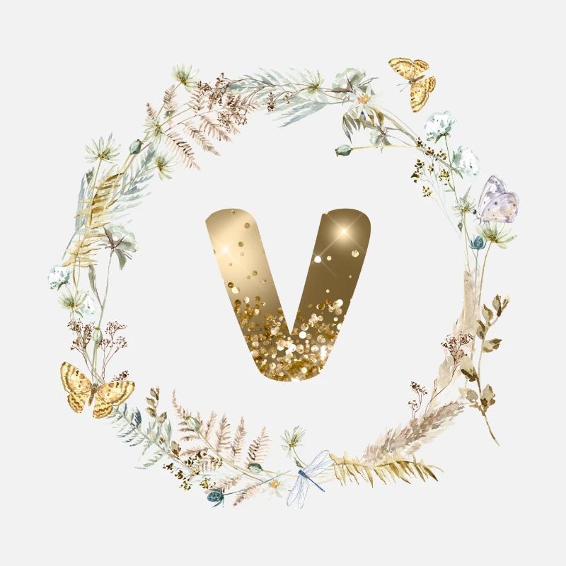 V Monogramme Paillettes Boho Couronne