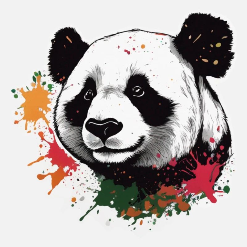 Panda géant avec éclaboussures de peinture