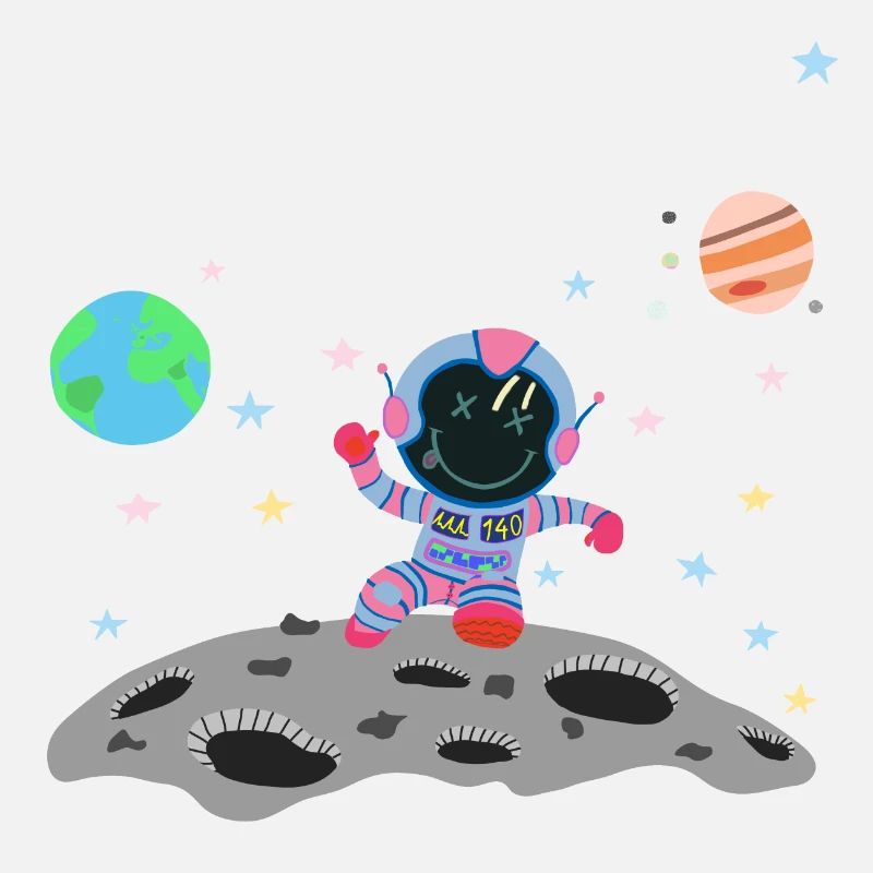 astronaute bleu rose