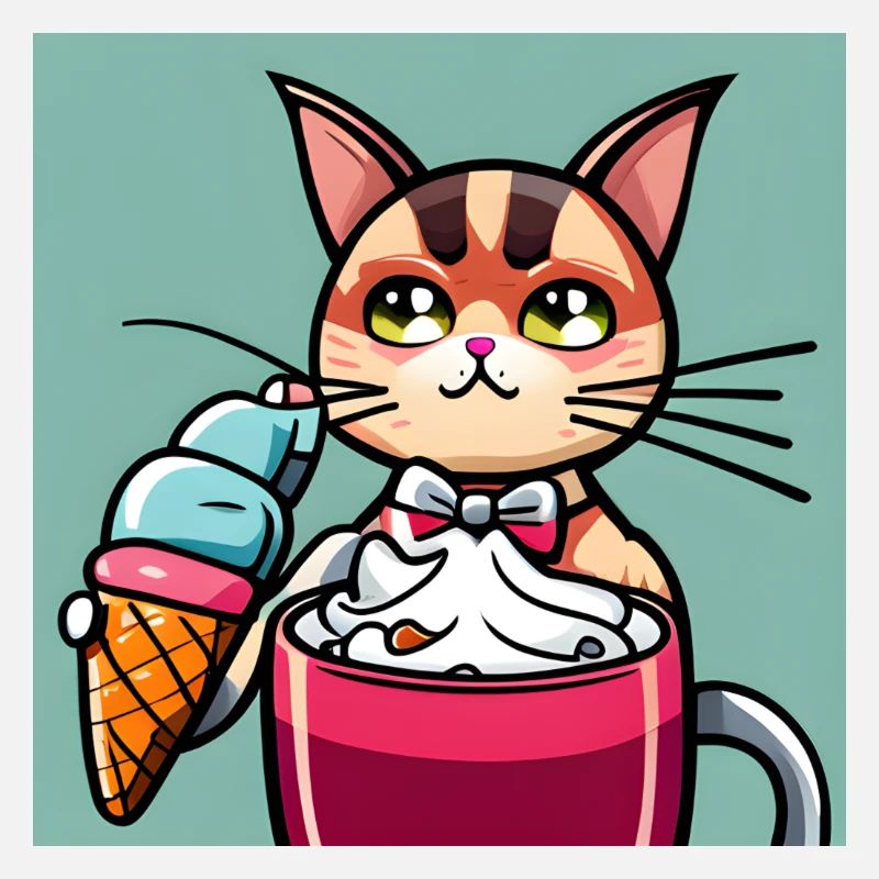 Niedliche Katze, die leckeres Eis genießt