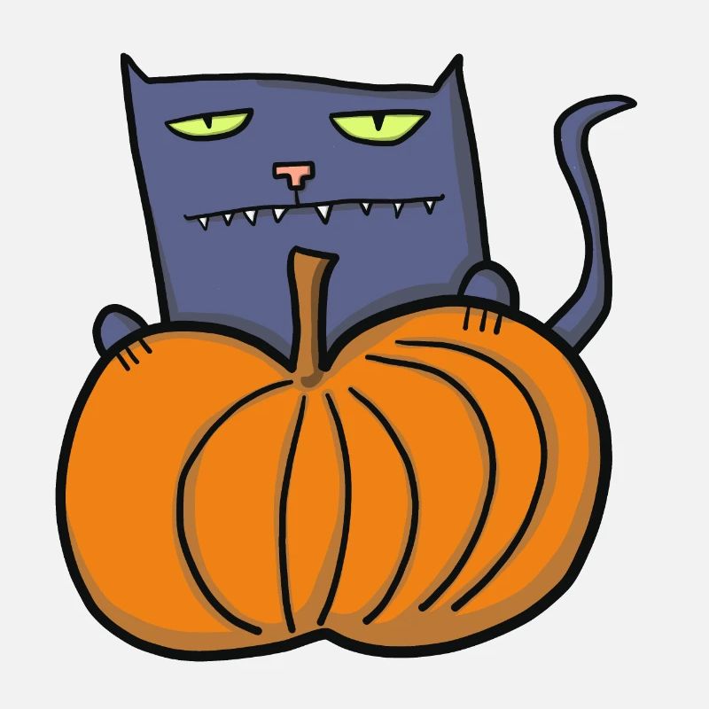 Chat d’Halloween avec citrouille