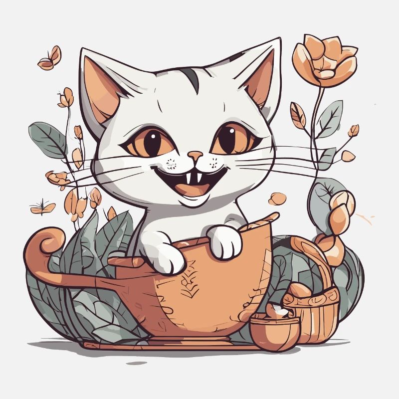 Chat dans un pot