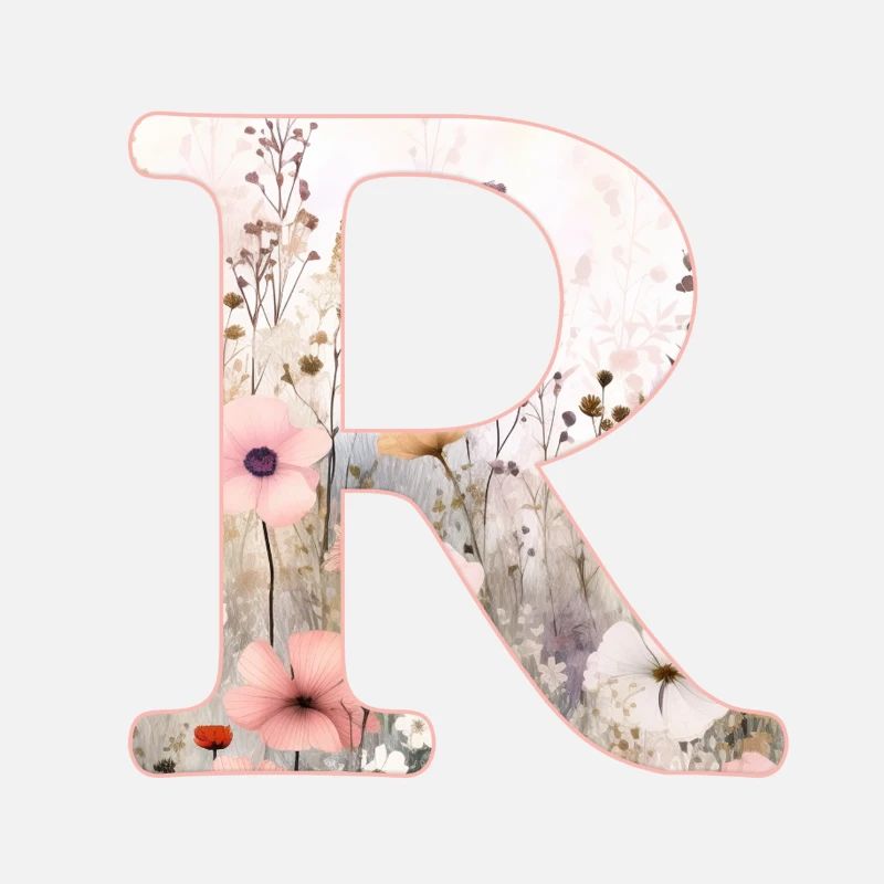 Personalisierbar Monogramm R Blumenmuster