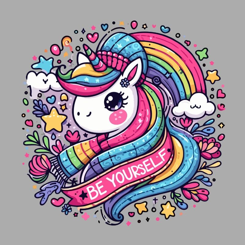 Regenbogen Einhorn Mütze und Schal Set - Sei du selbst