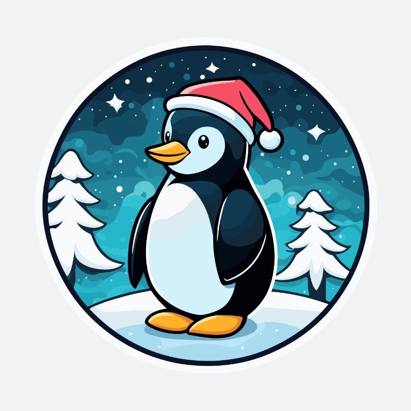 Illustration de Noël pingouin