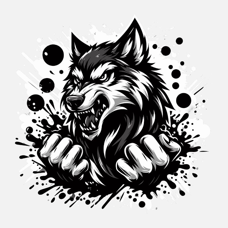 Wolf schwarz weiss
