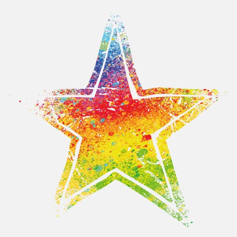 Star Drawn Path CMYK Rainbow Masked Turned