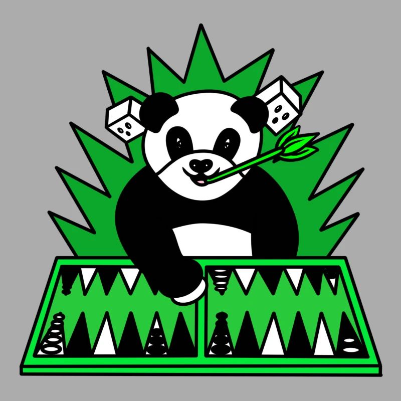 Lustiger Panda spielt Backgammon