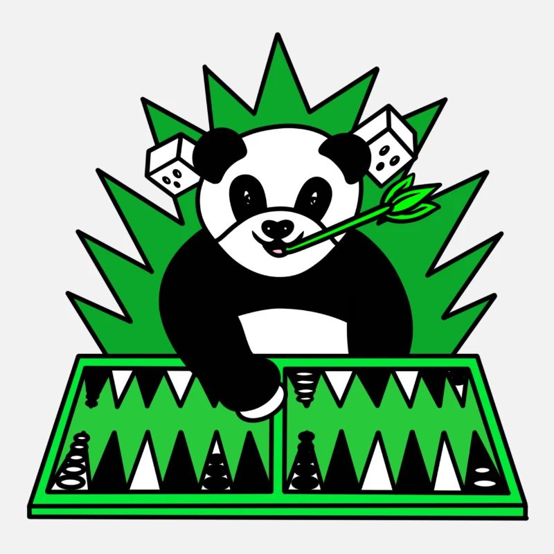 Funny panda play backgammon