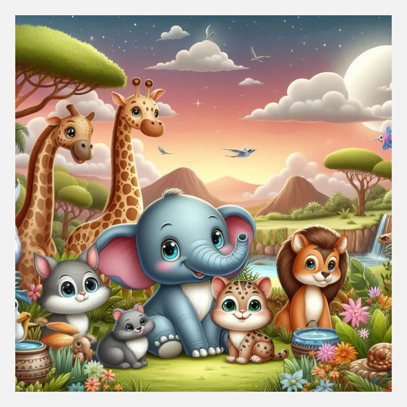 Süsser Elefant mit Freunden