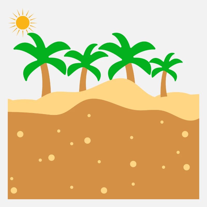 Beach with palm trees under the sun