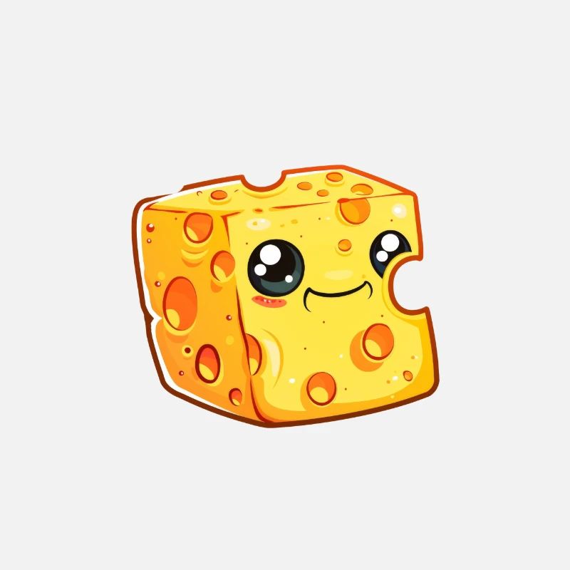 Laughing Cheese Block Cartoon Style