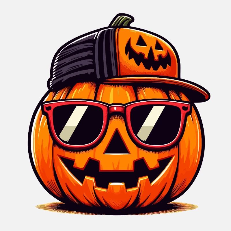 Cooler Halloween Kürbis mit Kappe