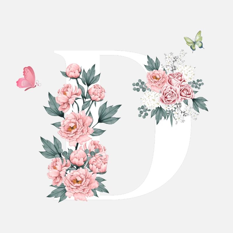 Lettre d fleurs rose