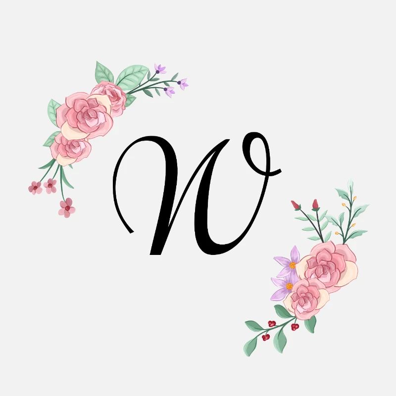 Lettre w florale rose