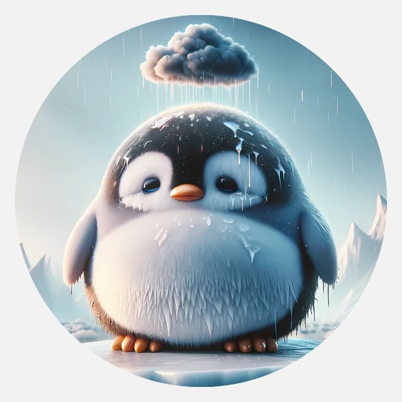 Petit Pingouin Triste sous la Pluie