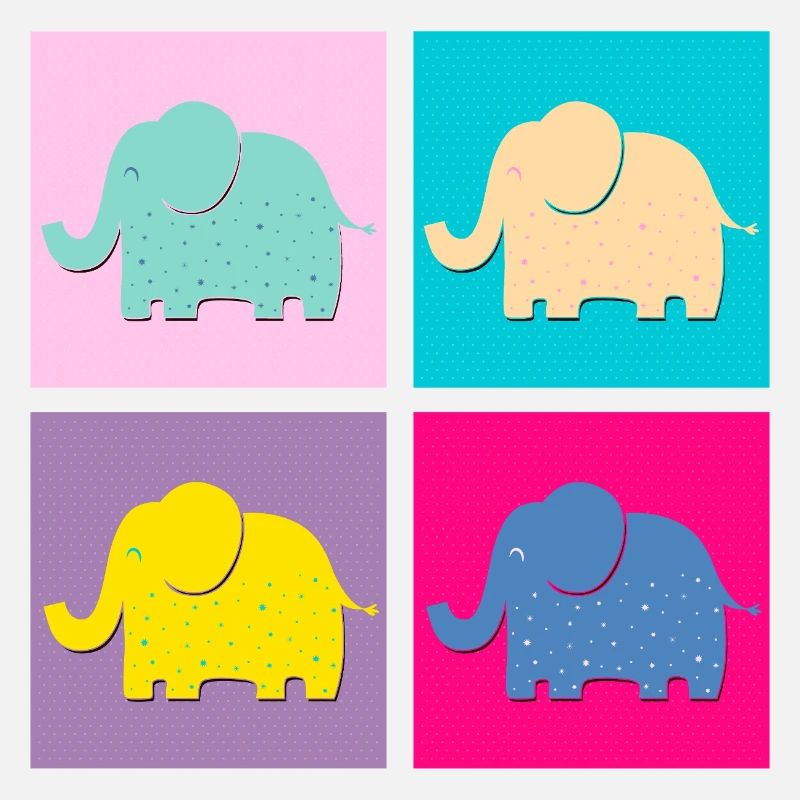 Elefanten (Quadrate, Pop Art)