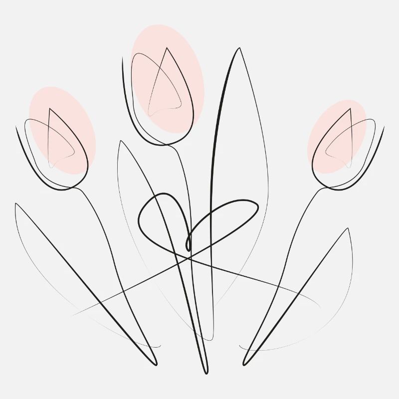 OneLine Art. Tulpen mit Herz