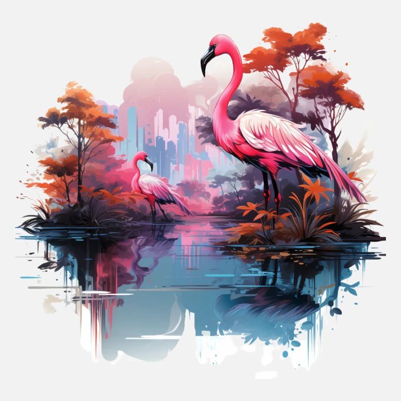 Flamingos pink birds nature design