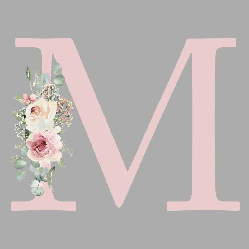 M | Monogramme | Eucalyptus Pastel Fleur Bleu