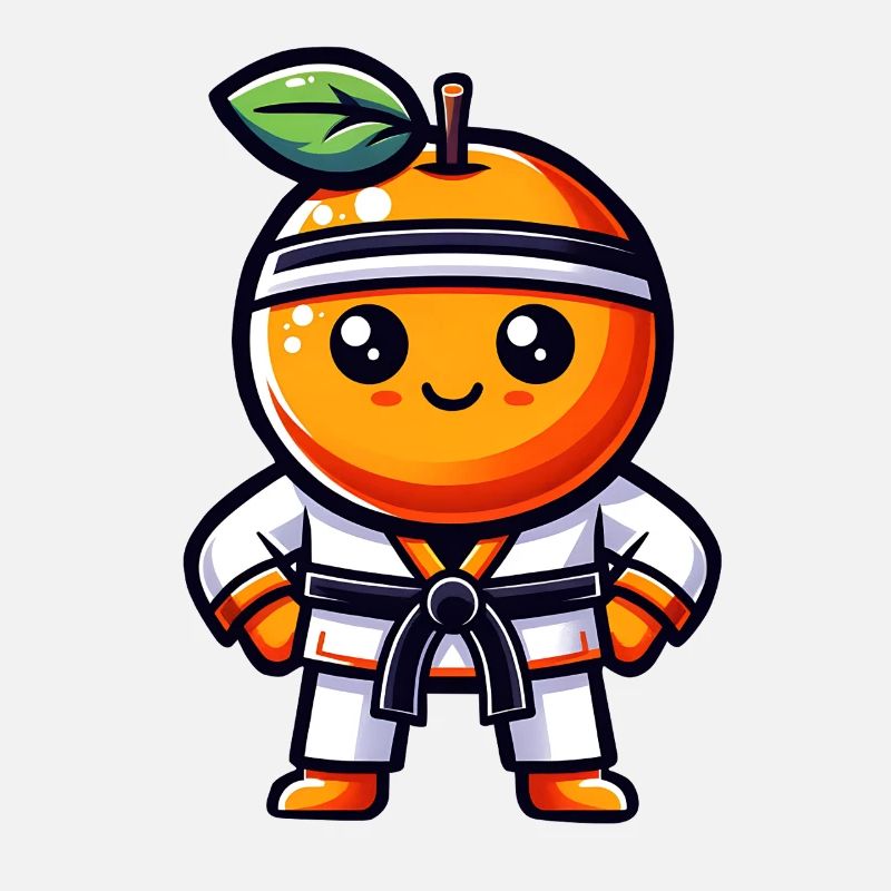Karaté Orange : Fruit sucré dans une combinaison de karaté
