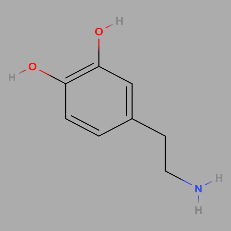 Dopamine Molecule - Colored Structural Formula