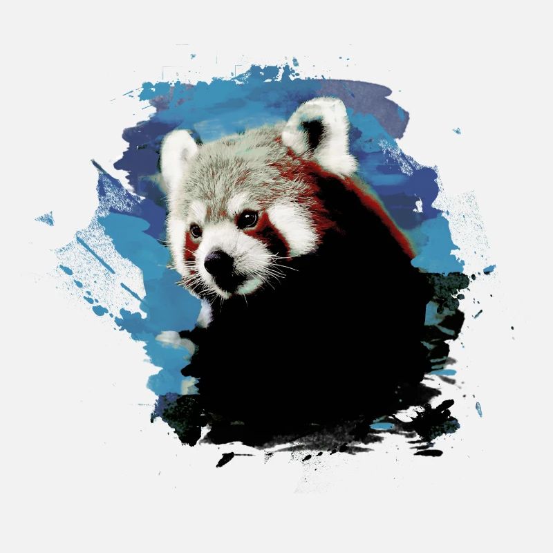 Red panda, graffiti, painting,panda bear,blue,brown
