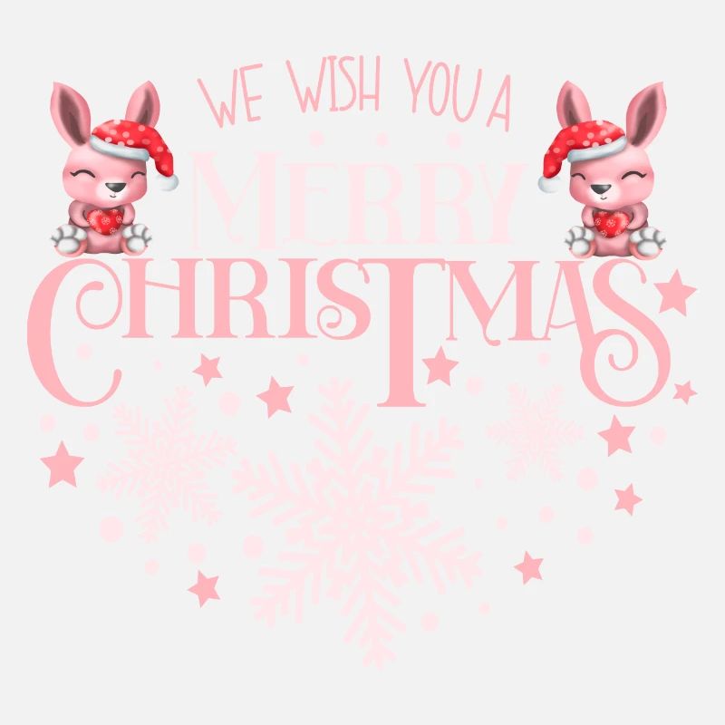Nous vous souhaitons un joyeux Noël Mignons Lapins Roses