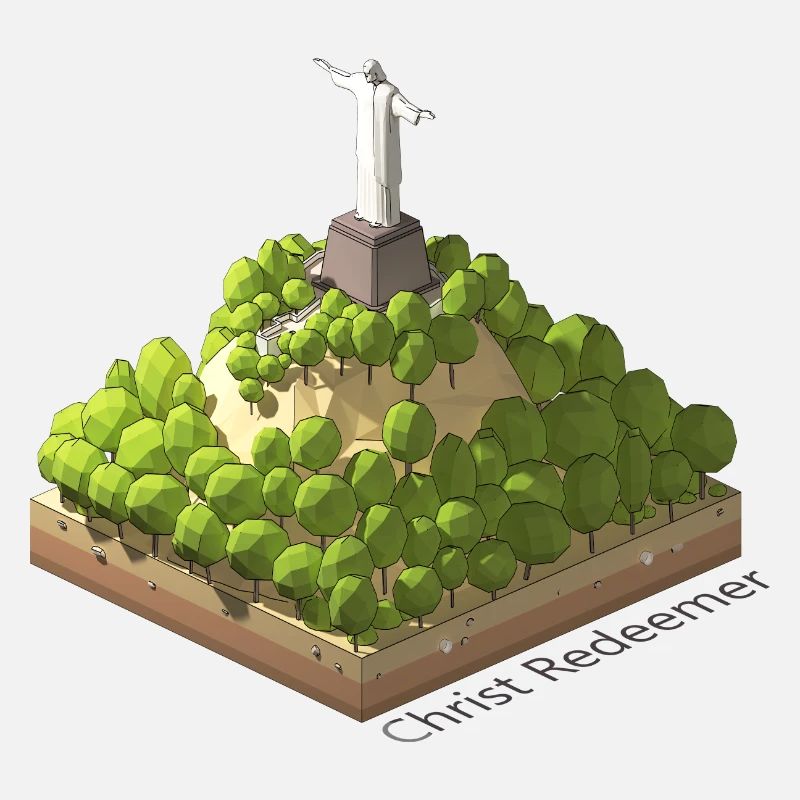 Géométrique low poly Christ Rédempteur