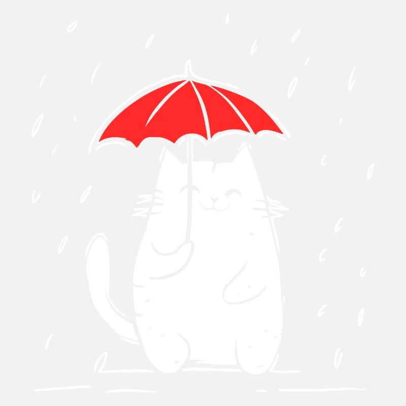 Red Umbrella Cat Rainy Day Cat