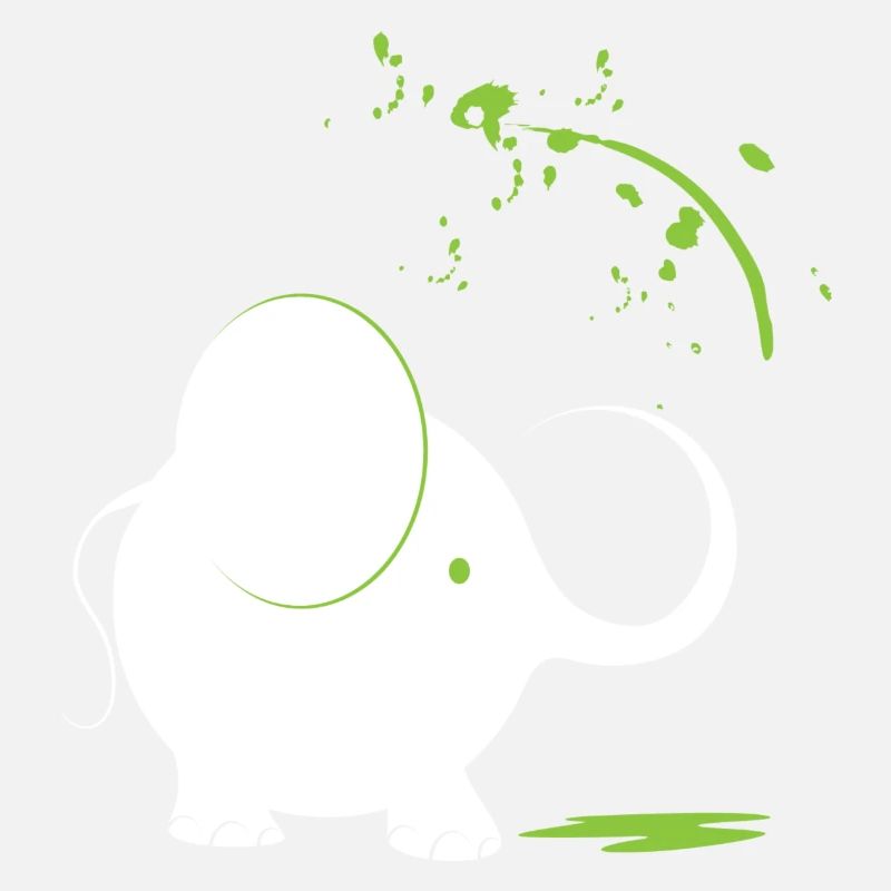 Éléphant blanc avec peinture verte