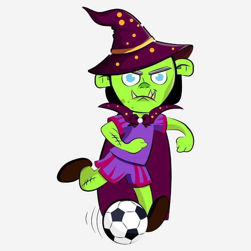 Zombie Witch Playing Soccer - Halloween