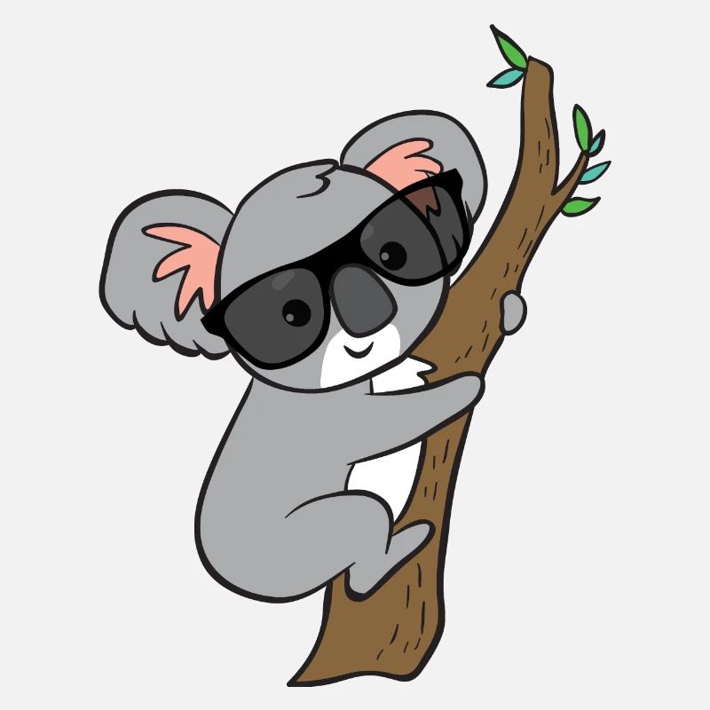 Koala avec des lunettes sur l'arbre