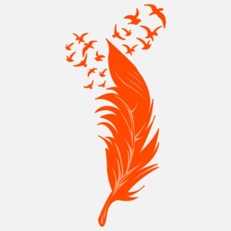 Plume et oiseaux oranges