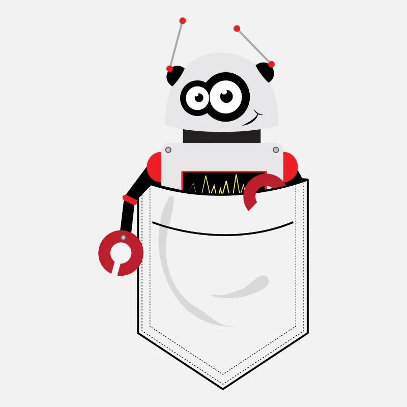 Robot mignon dans la poche, poche de chemise imprimée