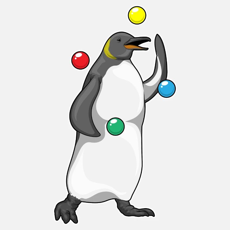Penguin juggler juggling