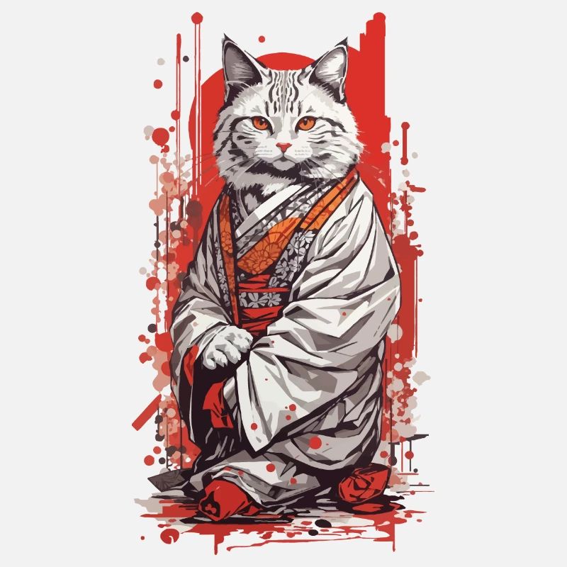 Kimono Japonais Chat Style Ukiyo-E