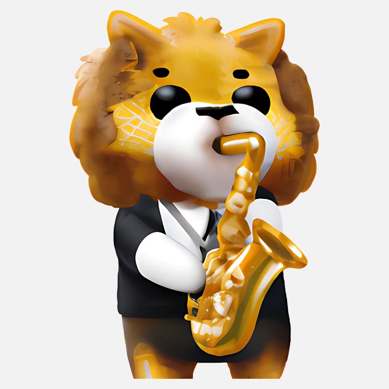 Lion avec saxophone